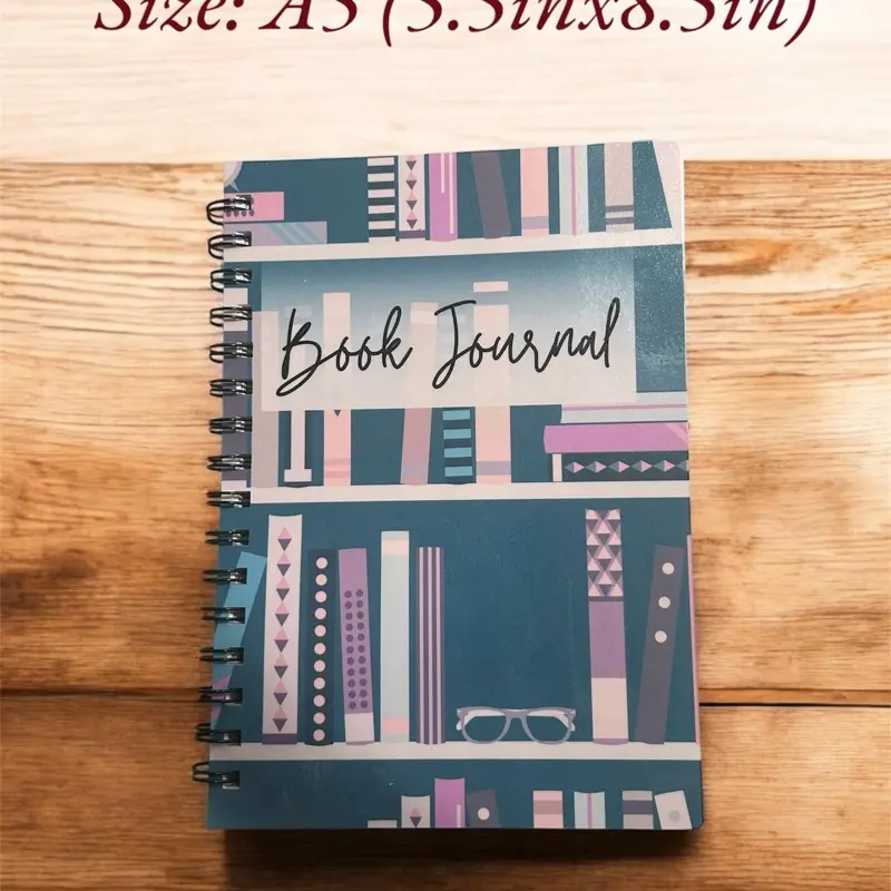 Book Journal - Book Review, Blue Cover, Spiral Binding, Ideal for Writing and Reading, Size: A5 (5.5x8.5")