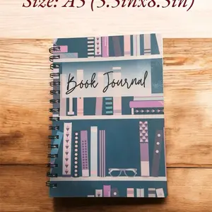 Book Journal - Book Review, Blue Cover, Spiral Binding, Ideal for Writing and Reading, Size: A5 (5.5x8.5")