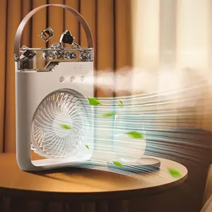 USB Rechargeable Air Cooler Fan, 45° Adjustable Low Noise Air Cooler with Water Tank, Small Air Conditioner Fan for Home Office Outdoor Camping