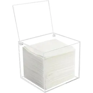 W Disposable Face Towel Storage Box Compatible with Facial Towel XL, Acrylic Disposable Face Towelette Holder Container, Clear