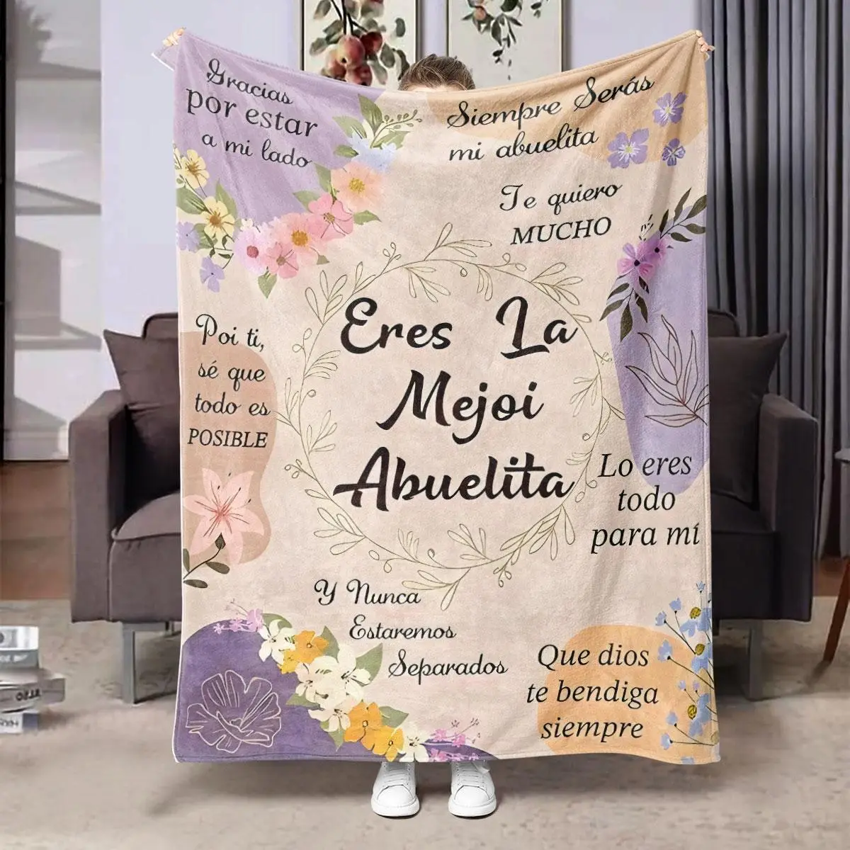 Floral Pattern Blanket, 1 Count Soft Throw Blanket, Air-conditioned Room Blanket, Warm Nap Blanket for Home Office Travel Camping