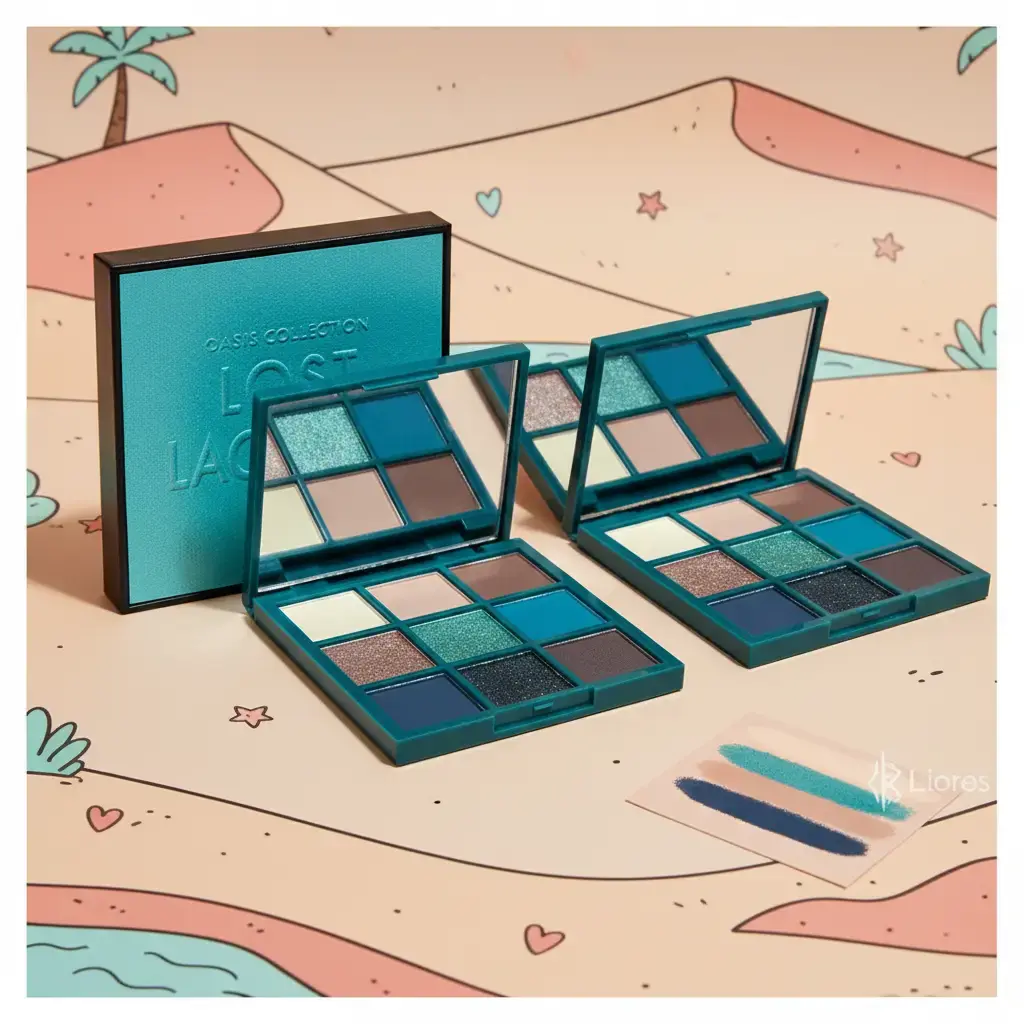 Oasis Collection Lost Lagoon Eyeshadow Palette - 9 Matte Shades, Talc-Free, Skin-Friendly Formula, Desert-Inspired Makeup