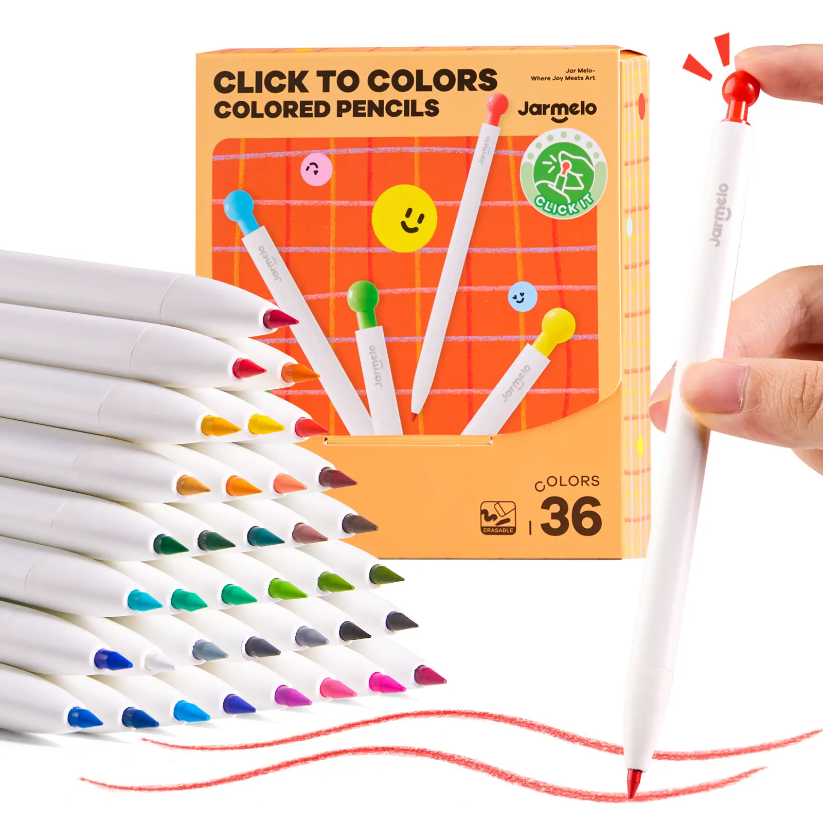 Jar Melo mechanical colored pencils — erasable oil-based pastel pencils with sharpener, retractable 3 mm thick color leads; drawing and art supplies for kids ages 3+, artist tools, painting gift