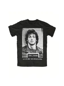 Men's John Rambo Theme T-shirt - Iconic Movie Pattern Retro Men's  T-shirt Summer Unisex Casual T-shirt