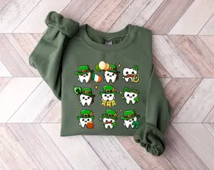 Dental Teeth St Patricks Day Shirt, Lucky Tooth Sweater, Irish Dental Hygienist Sweatshirt, Dental Assistant Shirt