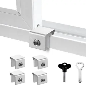Window Locks,4 Sets,Alu Alloy Material Window Lock for Vertical&Horizontal Sliding Windows and Doors,Adjustable  Window Stop,for  Home Safety,Bedroom,Office&Balcony( Small)
