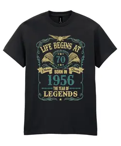 Life Begins at 70 T-Shirt Mens Funny Born In 1956 70th Birthday Gift Dad Grandad