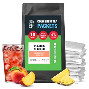 Tiesta Tea - Peaches N¬¥ Green Cold Brew Tea - Smooth Peach Green Tea - Premium Loose Leaf Tea Blend - Medium Caffeinated Iced Tea - Cold Brew Tea Packets - Brews 64 oz of Pitcher Per Bag (Pack of 10)