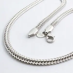 925 Silver Plated Herringbone Chain Necklace, 50cm (20") / 60cm (24"), 6mm Wide, Hypoallergenic Anti-Tarnish Sweatproof Silver Chain, Unisex Daily Wear Necklace for Men & Women, Hip Hop Minimalist Jewelry Perfect Gift