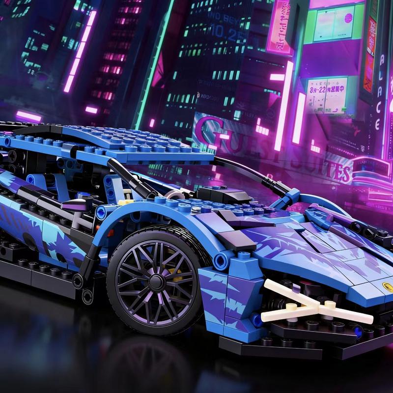 Compatible with Lego remote control toy building blocks, assembly supercar children's toy car racing model, small particles.