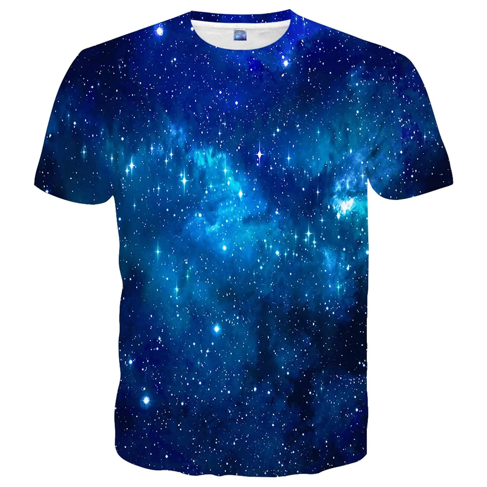 Women's Full-Print All-Over Starry Galaxy Space Short-Sleeve Tee - Soft, Breathable Fabric, Relaxed Cut Casual Streetwear Daily Wear Top, All Over Print, Soft Fabric, Round Neck, Clothes, Loose-Fitting, Shortsleeve, Multicolor, S To Xxxl, Celestial Style,