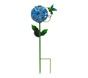 Temp-tations Single Hydrangea Solar Garden Stake