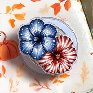 Patriotic Hibiscus MagSafe Grip – Magnetic Pop Socket & Kickstand – 4th of July Gift