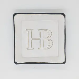 Handcrafted Ceramic Soap Dish - Matte White Black Rim