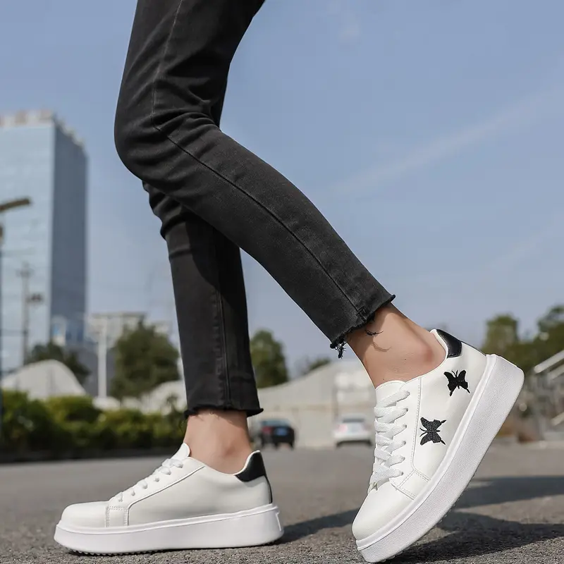 Men's Color Block PU Upper Casual Athletic Sneakers - Lace-Up, Ankle-Cut, Mesh, Flat Rubber Sole, Lightweight, Round Toe, Multi-Size Wide Foot Comfortable Fit, Stylish, Functional, All-Seasons Skateboarding Trainers