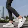 Men's Color Block PU Upper Casual Athletic Sneakers - Lace-Up, Ankle-Cut, Mesh, Flat Rubber Sole, Lightweight, Round Toe, Multi-Size Wide Foot Comfortable Fit, Stylish, Functional, All-Seasons Skateboarding Trainers