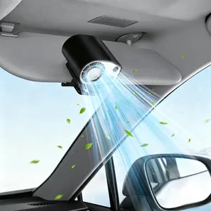 【Summer Survivals】Joytutus Compact Clip-On Car Sun Visor Fan - USB Rechargeable, 2 Types (Standard/Semiconductor Cooling), 100-Speed Adjustment, LED Display, 360° Rotation, Long Battery Life for Car Travel Summerwins