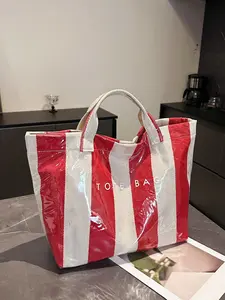 Ladies' Fashion Reusable Casual Tote Bag, Fashionable Shopping Bag, Retro Striped Design, Large Capacity for Daily Commuting, Shopping, Dating, Perfect Gift Choice