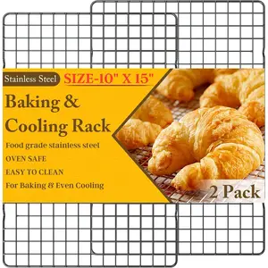 Cooling Racks for Cooking and Baking - 10" x 15" Stainless Steel Wire Rack for Baking, Grilling, Roasting - Oven & Dishwasher Safe - Fits Jelly Roll Sheet