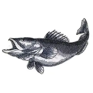 Nature's Bounty Beautiful Custom Fish Sketch [Walleye Fish] Embroidered Iron On/Sew Patch (5" x 4.85") Made in USA]