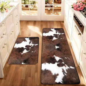 2 count Farmhouse Style Kitchen Rug Set, Washable Non-Slip Low Profile Floor Mats, Perfect for Kitchen Laundry Room & Hallway Home Decor, Farmhouse Kitchen Rugs