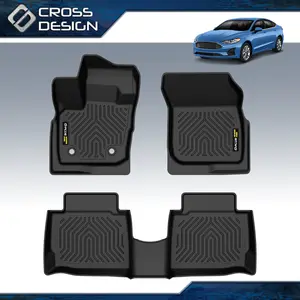 CROSSDESIGN TPE Automotive Car Floor Mats - 3PCS Black Upgraded All-Weather 3D Liners, Custom Fit for 2017-2020 Ford Fusion/Lincoln MKZ, Car Mats for Vehicles, Car Mats Cars