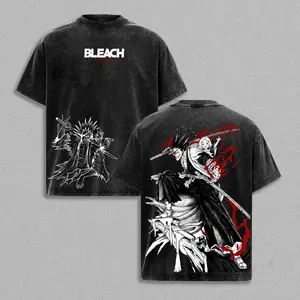 Kenpachi Zaraki Bleach Vintage Clothing Oversized Anime T-Shirt | Heavyweight Cotton Streetwear Top Graphic Tee | Dark Manga Streetwear Top | Unisex Loose Fit Japanese Anime Shirt | Classic Bleach Anime Gift