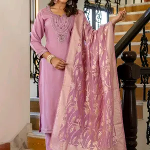 Premium Reyon indian threepie kurta suits Banarasi Dupatta  for women