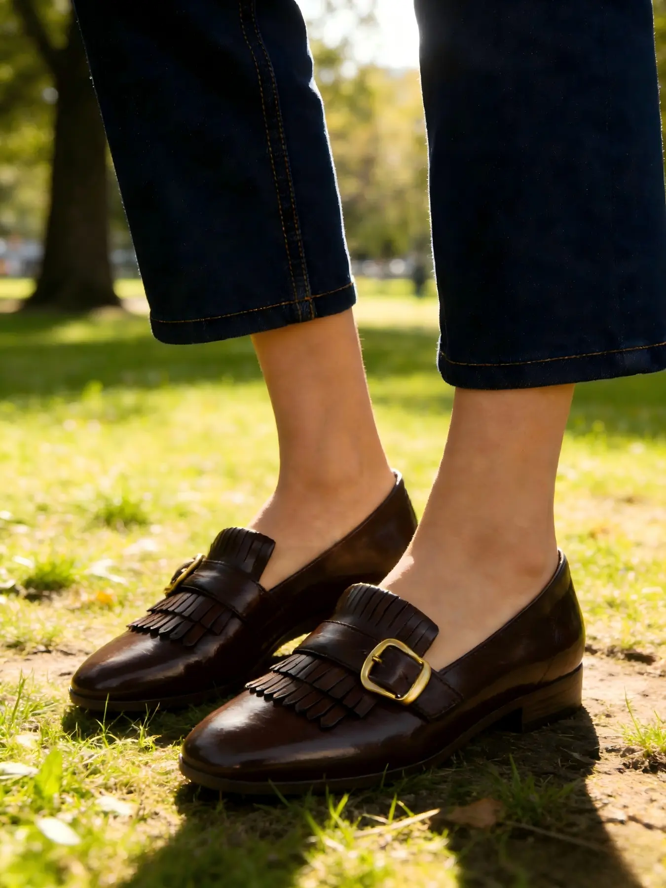 Women's Loafers, 2026 New Classic British Style Block Heel Shoes, Vintage Round Toe Fringe Deep Mouth Casual Shoes, Comfortable Workwear