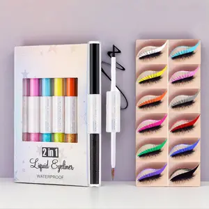 Double Effect 3D Eye Brightening Liquid Liner Pen Set, Ultra-Fine Dual-Ended Color Eyeliner for Flawless Definition, Perfect for Eye Makeup