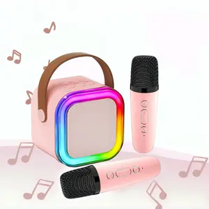 Wireless Microphone with LED Light, Portable Handheld Microphone, Fun Sound Microphone with Speaker Karaoke Player, Singing Home Party Toys, Karaoke Machine
