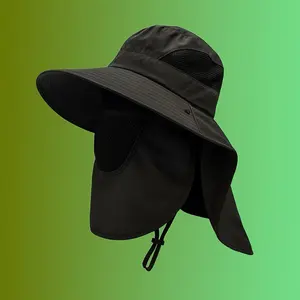 Sunshade Bucket Hat with Adjustable Mesh, 360° UV Face Mask, Thermal Protection, Lightweight Nylon, Universal, Unisex, Sun Coverage Design with Breathable Mesh Panels