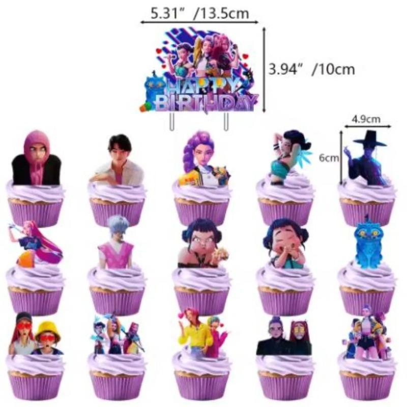 Set Devil Hunter Theme Party Banner Balloon Cute Birthday Balloon Cake Top Background Decoration Party Toy