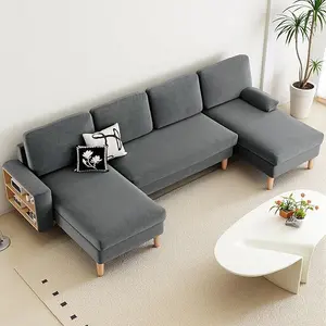 YITAHOME  109'' U-Shaped Sofa, 4-Seat Cloud Couch with Double Chaise, Storage Armrests & Cup Holder, Thick Cushions, Durable Wood Frame for Living Room