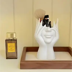 1-Pack - Human Body Art Shaped Makeup Brush Holder, Pen Holder, Cosmetic Brush Organizer, Cosmetics Organizer Storage, Handcrafted Desktop or Bathroom Cosmetic Storage Box, Lightweight and Stylish Makeup Brush and Accessory Storage Solution