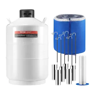 VEVOR Liquid Nitrogen Tank, 20 L Aluminum Alloy Liquid Nitrogen Container, LN2 Tank Dewar with 6 Canisters and Carry Bag with Straps, Cryogenic Tank for Beauty Industry, Semen Preservation, Scientific