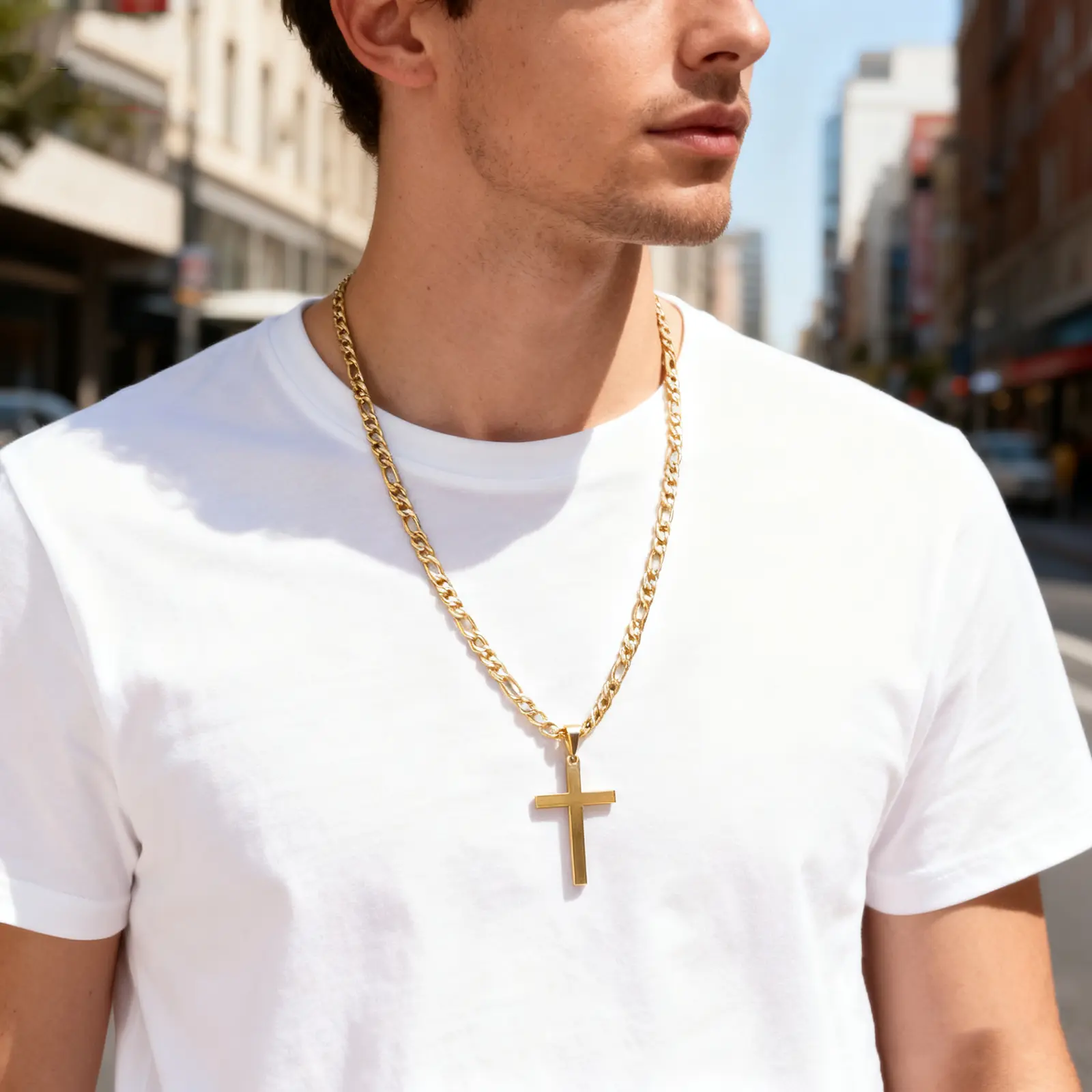 CaptainSteeL Cross Necklace for Men/Women Stainless Steel 22/24 Inches Chain Cross Pendant Jewelry Gift