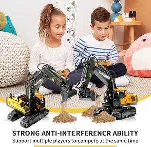 Remote control excavator toy with multi-channel joystick and strong alloy bucket, birthday and Christmas gift for boys and girls white memory training and observation remote control excavator Remote Control Kids Racing Car