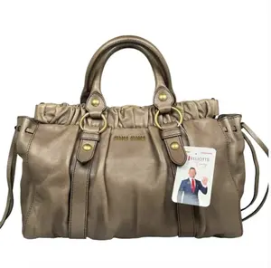 Pre-owned miu miu Leather Shoulder Bags Earthy Brown Brass Hardware Convertible Tote Handbag Purse