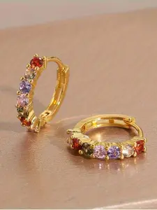 Women's Elegant Rhinestone Decorated Hoop Earrings, Exquisite Trendy Hoop Earrings, Fashionable Jewelry for Women for Daily & Party Decoration