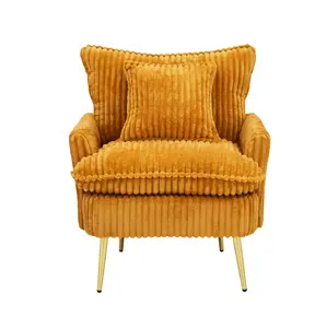30.31 inch single chair Fashion sofa,  yellow sofa,  coarse corduroy fabric,  soft and comfortable,  suitable for apartment office living room bedroom meeting room