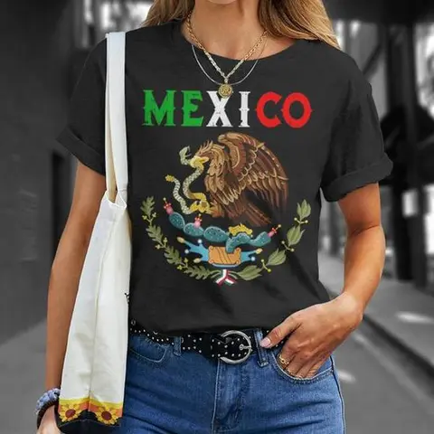 [100% Cotton] Independence Mexican Day Mexico Eagle Mexico Viva Mexico Cotton T-Shirt  Golf Gift T-Shirt For Men and Women