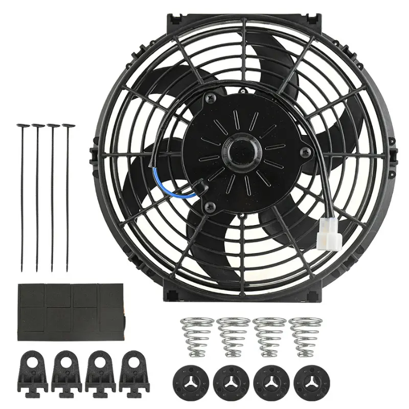 10 Inch Universal 12V Electric Radiator Cooling Fan, Slim Reversible Push Pull Engine Cooling Fan with Mount Hardware Kit, High Performance Automotive Replacement Cooling Fan for Cars Trucks SUVs