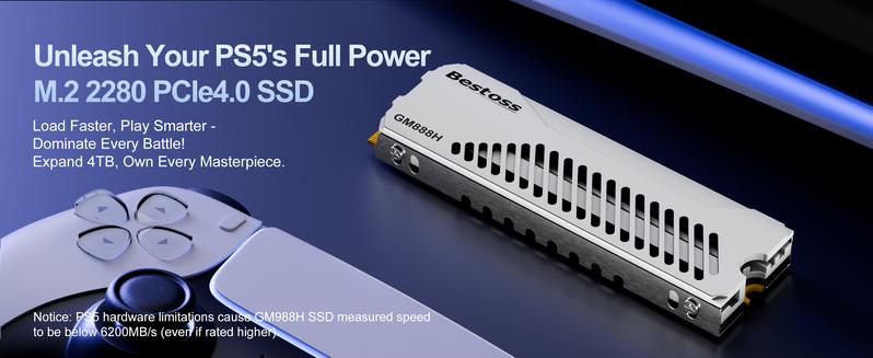 Bestoss GM888 H Gaming SSD with Heatsink up to 7300mb/s NVMe M.2 PCIe Gen4 Internal Solid State Drive  for PS5 1TB-4TB Storage for PC