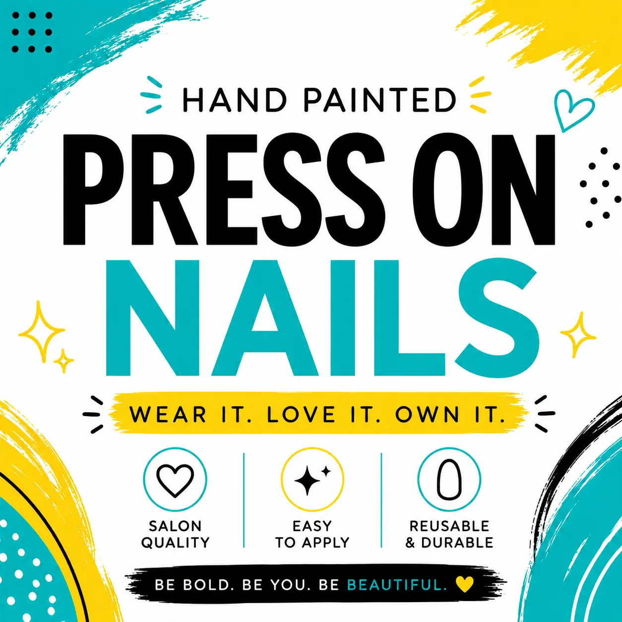 Hand Painted Press On Nails Set