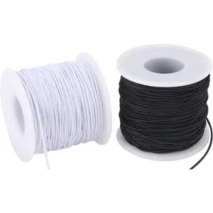 Stretchy String for Bracelets, 2 Rolls 0.8mm,1 mm,1.5mm,330  Sturdy Elastic String for  Making, Necklaces, Beading and Crafts (White Black (1.0mm))