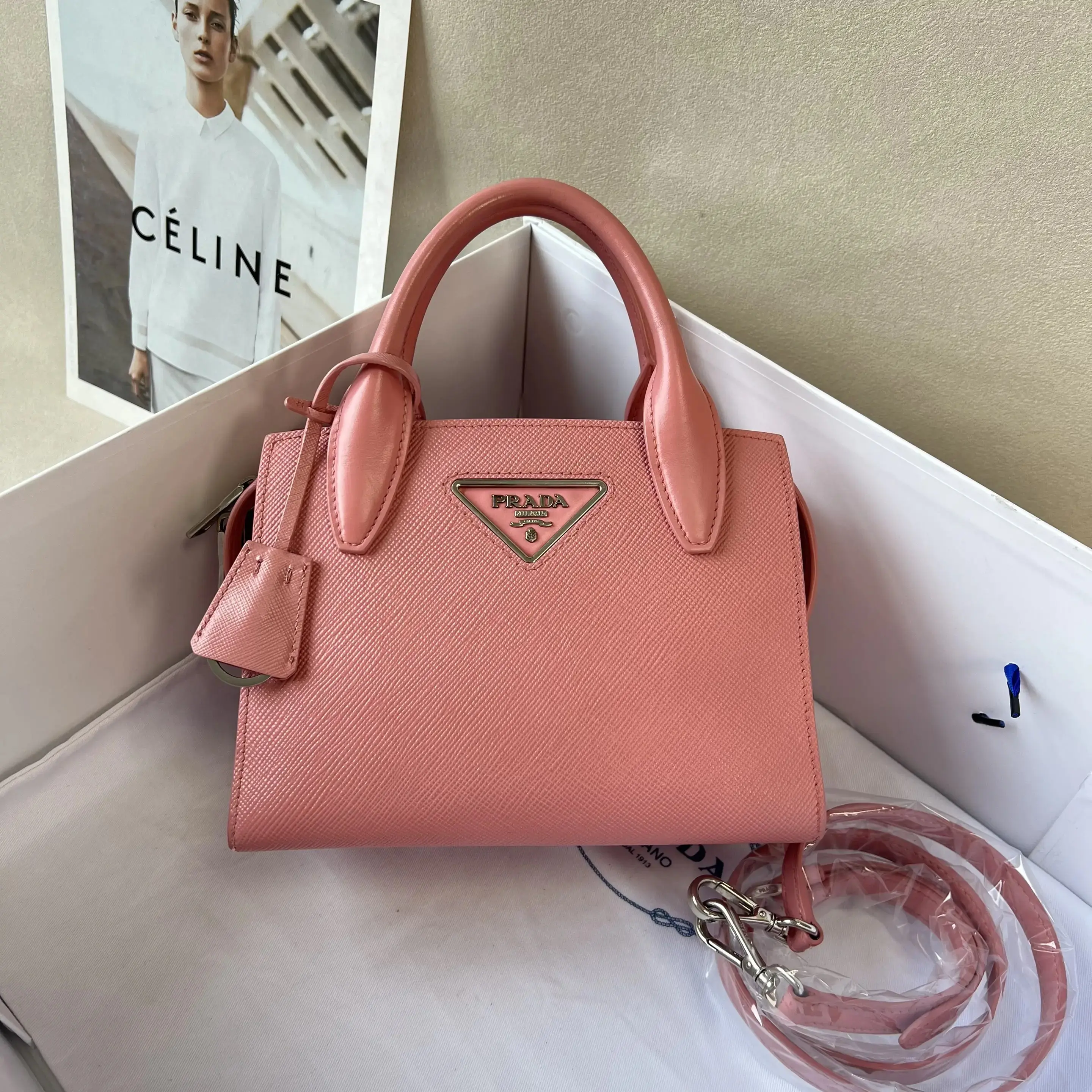 Pre-owned PRADA KRISTEN handbag petalpowder cowhide wow C8351049239