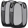 LMMAKE 1PC/2PCS Pop-Up Laundry Hamper, Collapsible Mesh Basket with Side Pockets & Reinforced Handles, Foldable Clothes Storage for Homes, Dorms, Bedrooms, Travel