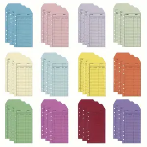 36 Pcs (12 colors)Colorful Thick Vintage Cowhide Paper Envelopes with Budget Sheet - Envelope Set for Currency Savings (3 Pcs/color)