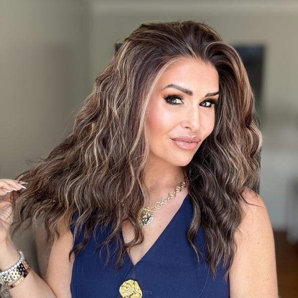 AISOM Mila Toasted Brunette Melt Water Wave 13x4 Free Part Lace Front Wig 16 inch with Scandinavian Hairline Low Density Glueless Women's Wig Daily Use